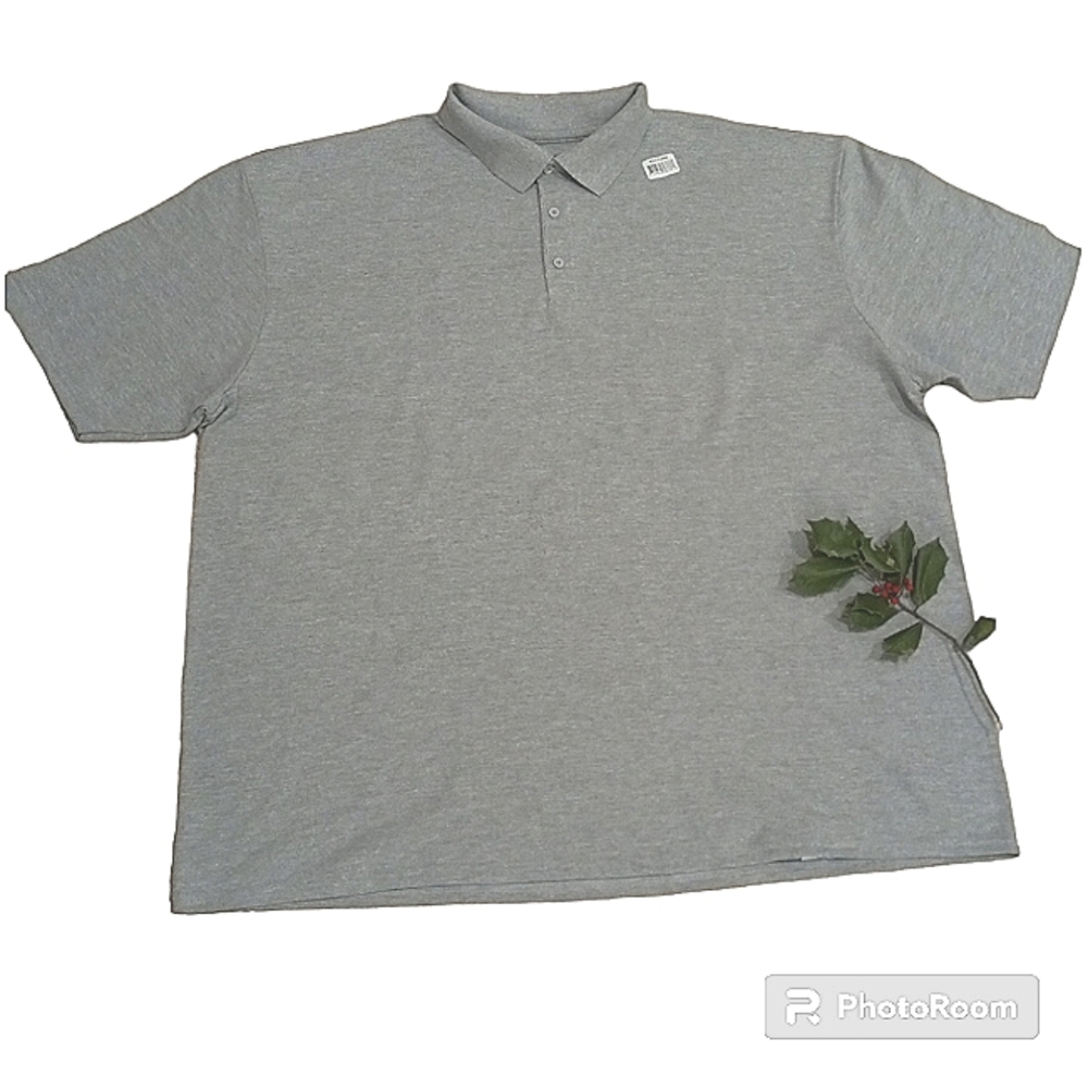 Polo Men Shirt Extra Large Cotton Blend Gray Stretchy Comfy Short Sleeve Basic
